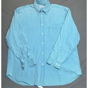 Brioni Sport Mens Large Button Down Dress Shirt Light Blue Made In Italy *FLAW